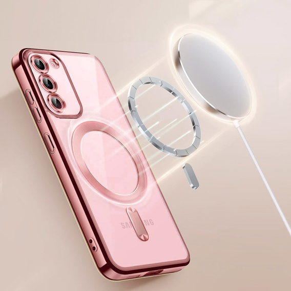 Чехол для Samsung Galaxy S23, Electro MagSafe, розовый rose gold + стекло для экрана