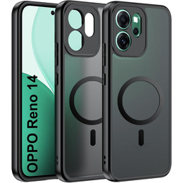 Матовий чохол для Oppo Reno 14, для MagSafe, напівпрозорий чорний