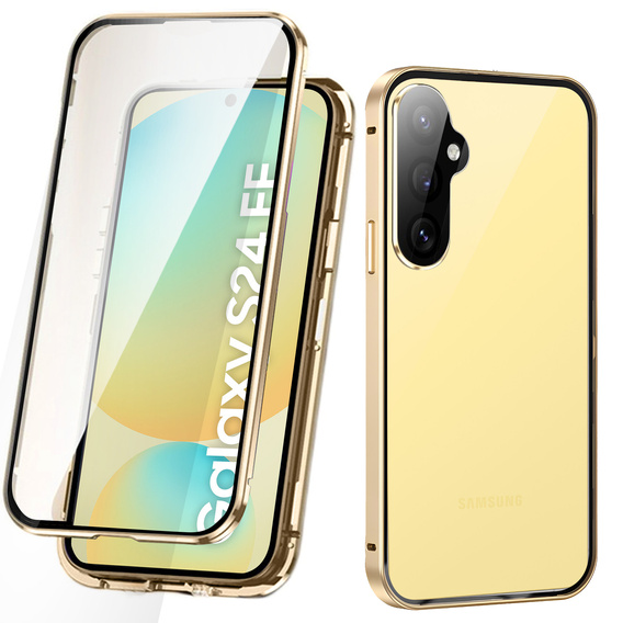 Чехол для Samsung Galaxy S24 FE, Magnetic Dual Glass, золотой