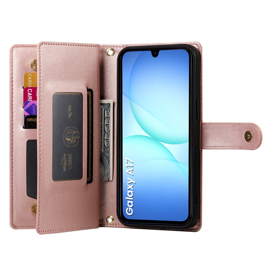 Флип-кейс Wallet Zipper Pocket для Samsung Galaxy A17 5G, Wallet Zipper Pocket, бумажник, розовый