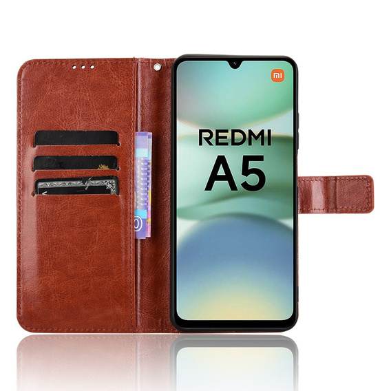 Откидной чехол для Xiaomi Redmi A5, Crazy Horse Wallet, коричневый