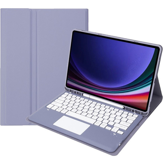 Чохол + клавіатура Samsung Galaxy Tab S9+, Leather Pen Slot TouchPad, фіолетовий