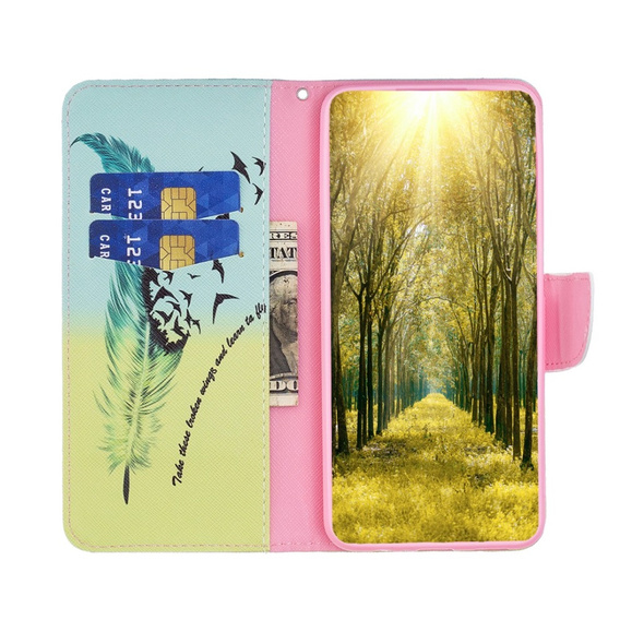 Откидной чехол для Motorola Moto G84 5G, Wallet, feather, синий