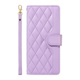 чехол-крышка для iPhone 16E, Rhombus Crossbody Leather, фиолетовый