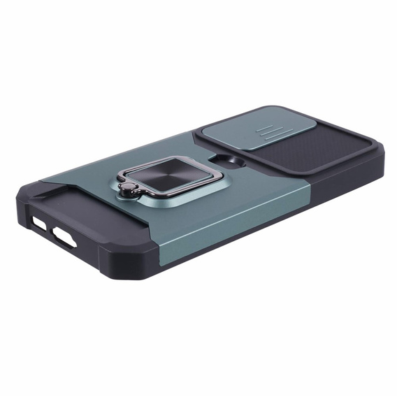 Бронированный чехол для Samsung Galaxy S23 FE, Camera Slide Card Slot, чёрный + 9H стекло