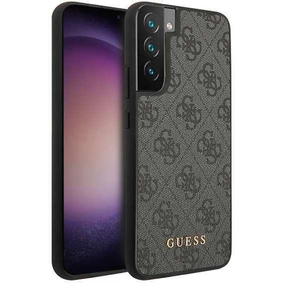 Чехол GUESS до Samsung Galaxy S23, 4G Metal Gold Logo, серый