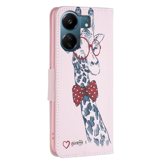 Чохол-книжка для Xiaomi Redmi 13C / Poco C65, Wallet, giraffe, рожевий