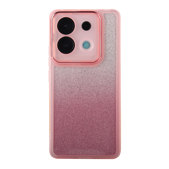Чохол для Xiaomi Redmi Note 13 5G, Glittery Powder, рожевий + загартоване скло 9H