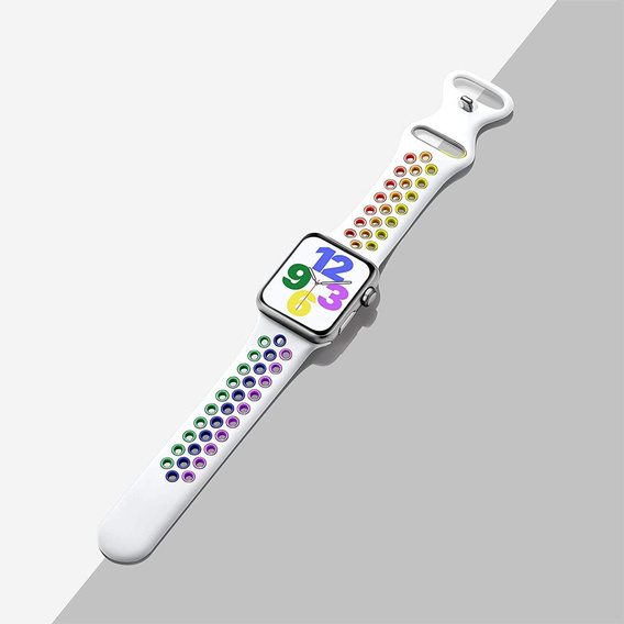 Ремінець  Hollow Apple Watch 1/2/3/4/5/6/7/8/SE/ULTRA 42/44/45/49MM, White/Rainbow