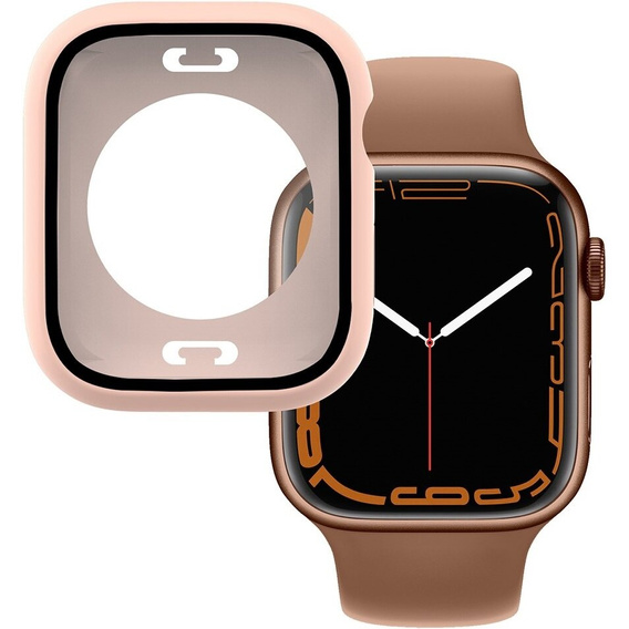 2в1 чехол и защитное стекло для часов Apple Watch 7/8/9 45mm, Pink