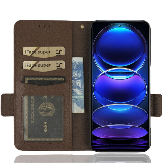 Чохол-книжка для Xiaomi Redmi Note 12 5G / POCO X5 5G, Wallet Litchi Magnet, коричневий
