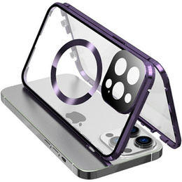 Магнітний чохол Dual Glass MagSafe для iPhone 15 Plus, фіолетовий