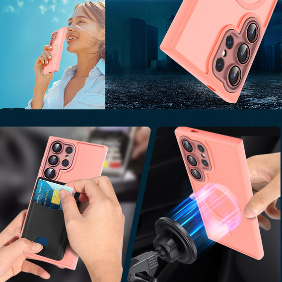 Чехол для Samsung Galaxy S25 Ultra, для MagSafe, ERBORD Matt Case, розовый + стекло для экрана