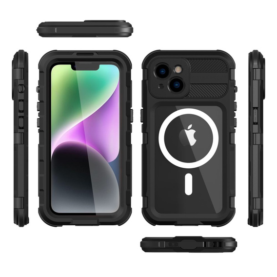IP68 Водонепроницаемый чехол для iPhone 14, SHELLBOX MagSafe, чёрный
