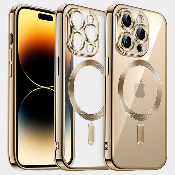 Чохол для iPhone 14 Pro, Electro MagSafe, золотий + Скло на екран