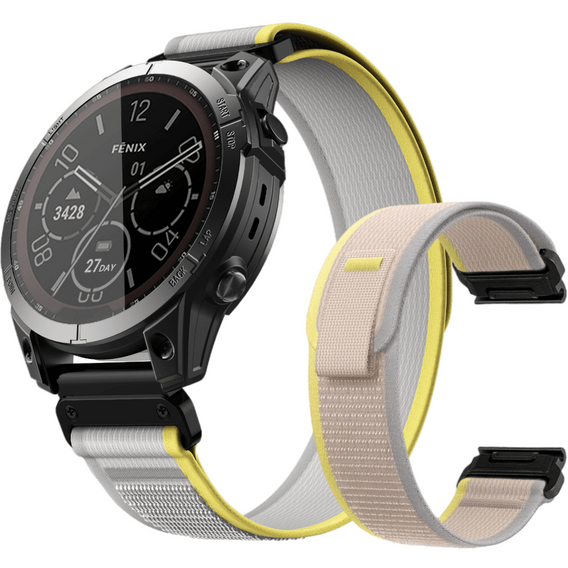 Нейлоновый ремешок до Garmin Fenix 22mm, Beige / Yellow