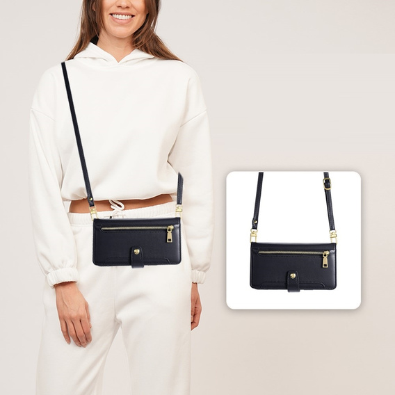 Откидной чехол для iPhone 14, Wallet Zipper Pocket, чёрный