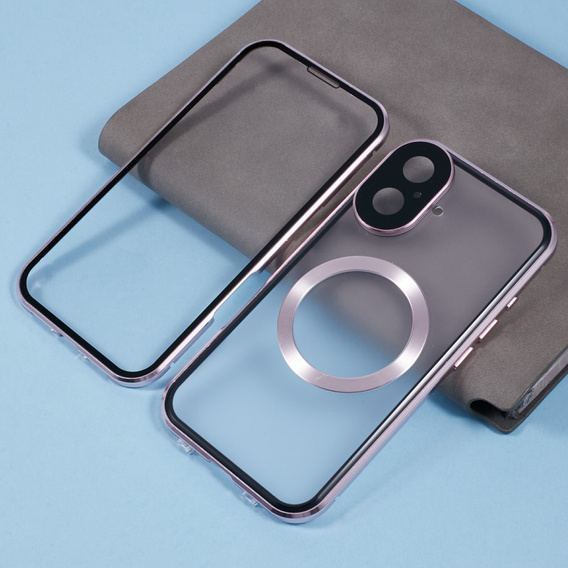 Магнітний чохол Dual Glass MagSafe для iPhone 16, рожевий rose gold
