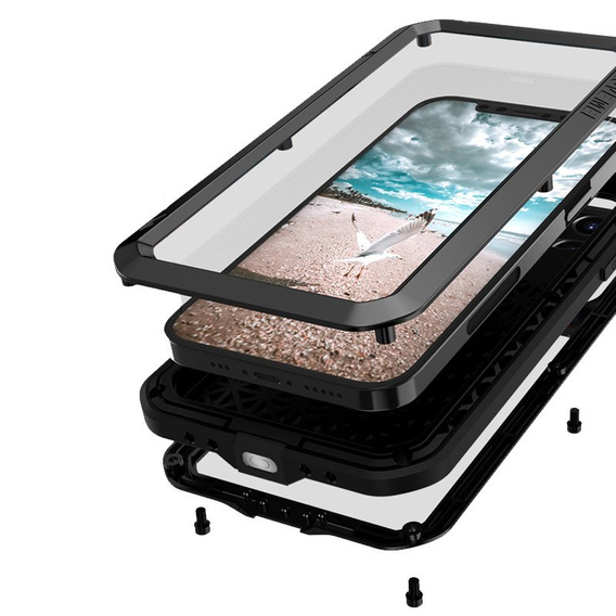 Чехол Love Mei до iPhone 12 Pro, armored with glass, чёрный