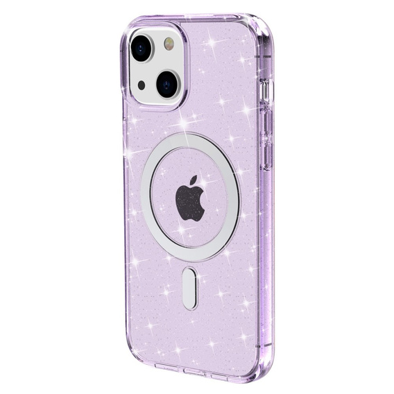 Чехол до iPhone 14, Dropproof MagSafe Glitter, фиолетовый