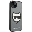 Чехол Karl Lagerfeld до iPhone 14, Saffiano Choupette Head Patch, серебряный