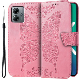 Чохол-книжка для Motorola Moto G14, Butterfly, рожевий