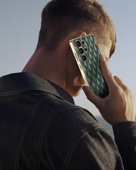 Чохол для Samsung Galaxy S25 Ultra, Leather Rhombus, зелений