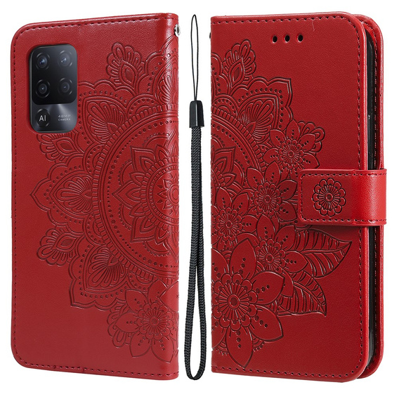 Откидной чехол для Oppo Reno5 Z / A94 / A95 5G, Mandala, красный