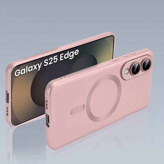 Чехол для Samsung Galaxy S25 Edge, ColorMag, для MagSafe, розовый + закаленное стекло 9H