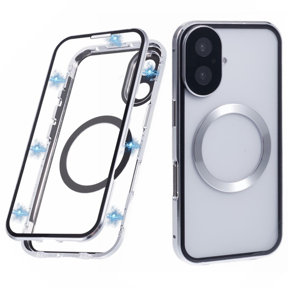 Магнітний чохол Dual Glass MagSafe для iPhone 16, сріблястий