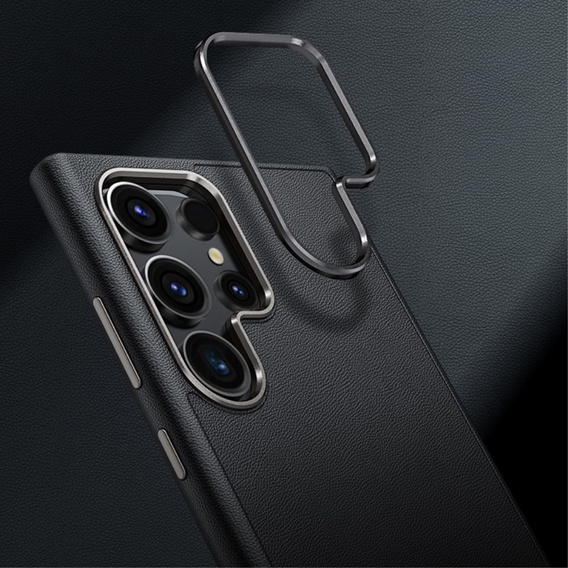 Шкіряний чохол для Samsung Galaxy S24 Ultra, гібридний, чорний