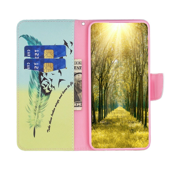 Откидной чехол для Xiaomi Redmi 12 4G, Wallet, feather, синий
