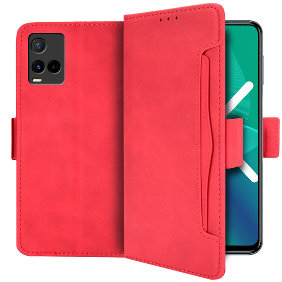 Откидной чехол для Vivo Y21/Y21s/Y33s, Card Slot, красный