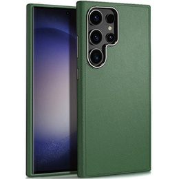 Кожаный чехол для Samsung Galaxy S24 Ultra, кожаный гибрид, зелёный