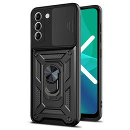 Бронированный чехол для Iphone 15 Pro Max бронированное кольцо Slide Ring, черный + 9H стекло