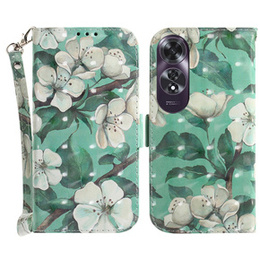 Откидной чехол для Oppo A60, Wallet, Flowers белый