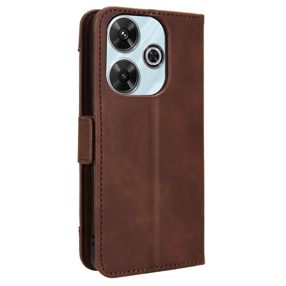 Откидной чехол для Xiaomi Redmi 13, Card Slot, коричневый
