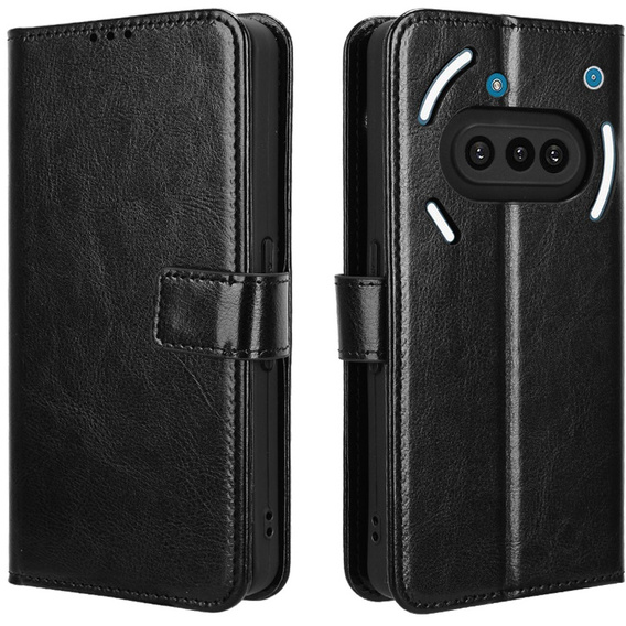 Откидной чехол для Nothing Phone 3A, Crazy Horse Wallet, чёрный