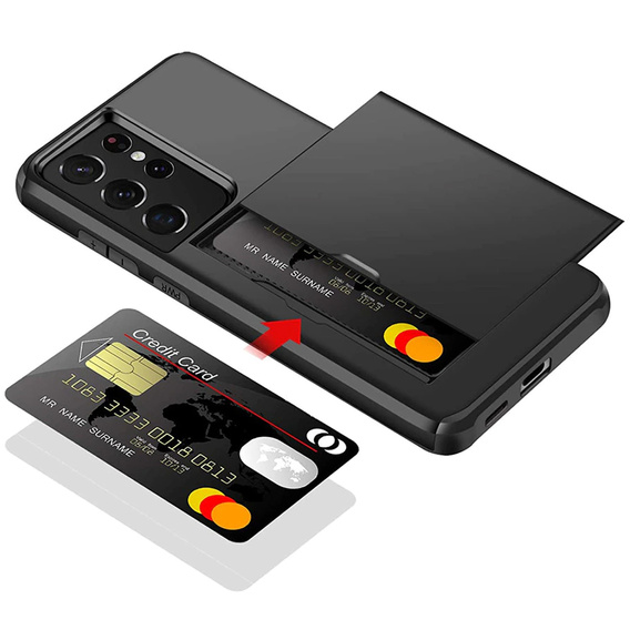 Чехол до Samsung Galaxy S21 Ultra, Sliding Card Holder, чёрный