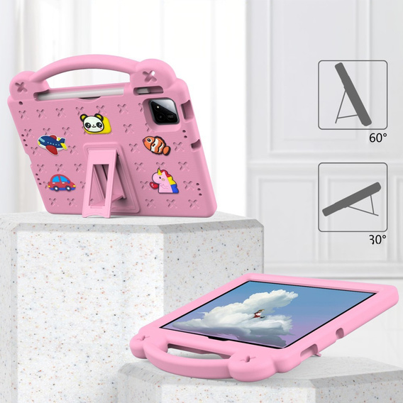 Дитячий чохол для планшета Xiaomi Pad 7 / 7 Pro, Cute Patterns, з підставкою, рожевий