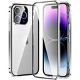 Чохол для iPhone 15 Pro, Magnetic Dual Glass, сріблястий