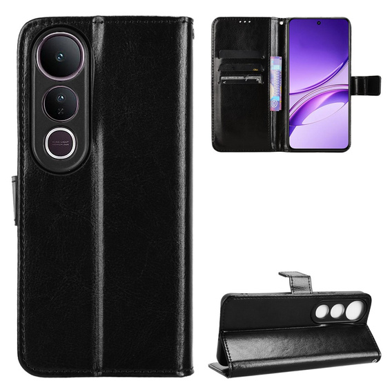 Откидной чехол для Vivo V50 Lite 4G / 5G, Crazy Horse Wallet, чёрный