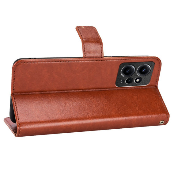 Откидной чехол для Xiaomi Redmi Note 12 4G, Crazy Horse Wallet, коричневый