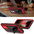 Чехол для Samsung Galaxy S21 Ultra, R-JUST CamShield Slide, бронированный, красный / черный