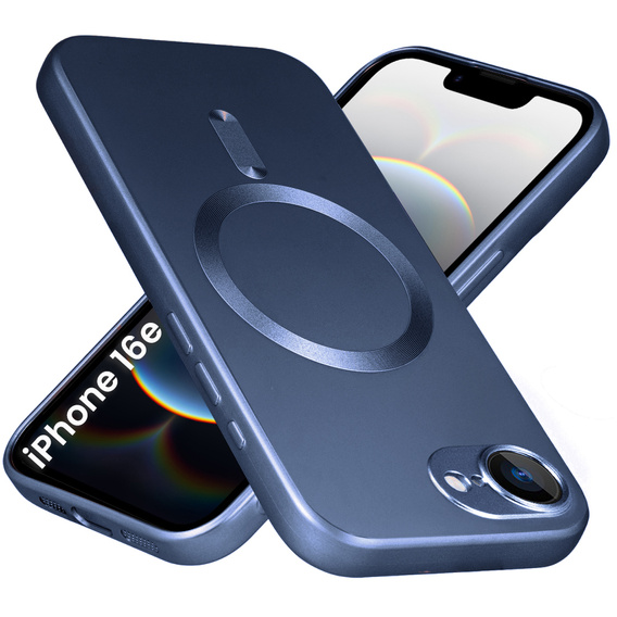 Чехол для iPhone 16E, ColorMag, для MagSafe, темно-синий + закаленное стекло 9H