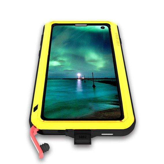 Чехол Love Mei до Samsung Galaxy S10+ Plus, armored with glass, жёлтый