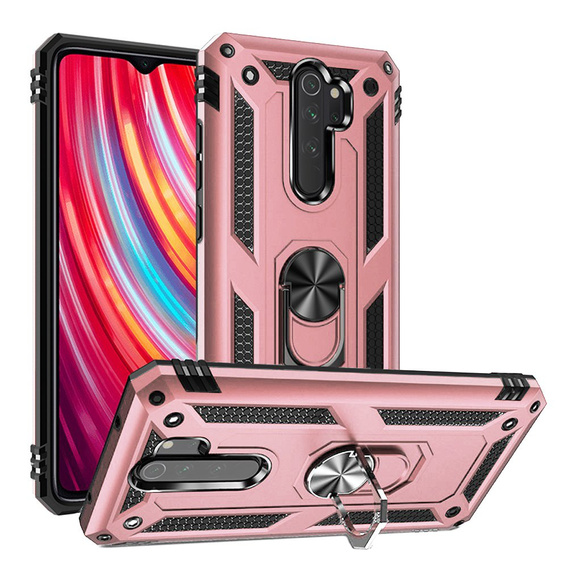 Бронированный Чехол до Xiaomi Redmi Note 8 Pro, Nox Case Ring, розовый rose gold
