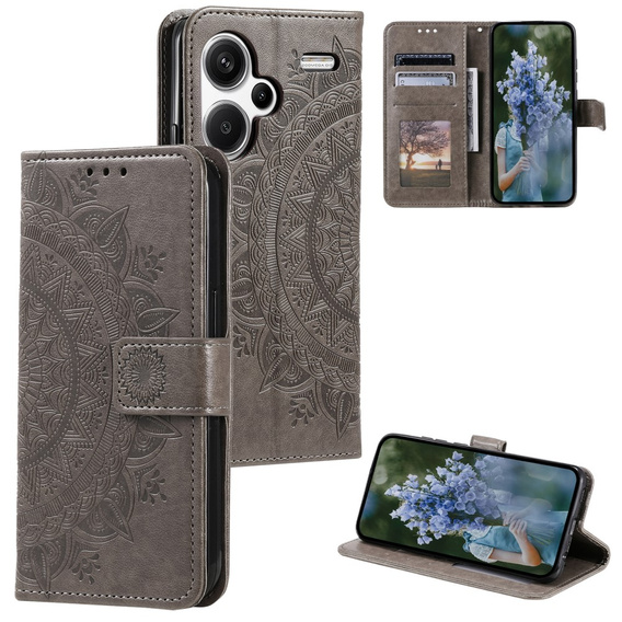 Чохол-книжка для Xiaomi Redmi Note 13 Pro+, Mandala, сірий