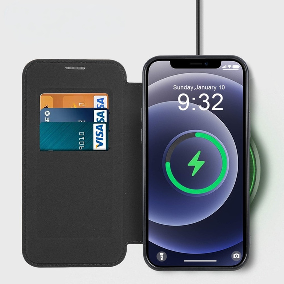 Откидной чехол для iPhone 12, RFID Wallet MagSafe CamShield, чёрный