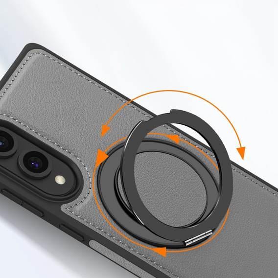 Чехол для Realme 12 Pro 5G / 12 Pro+ 5G, Leather Kickstand Ring, чёрный
